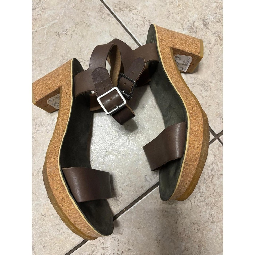 Clark's Jayda parade brown Cork Wedge Sandals size 8